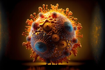 Coronavirus, 3D render, Covid-19, Generative AI