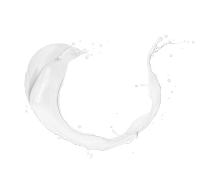 Milk or cream splash in the air close up isolated on a white background