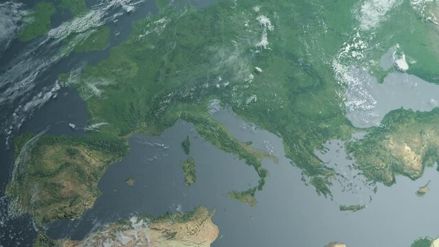 Zoom in to the Europe with Italy, France, Germany and Spain state