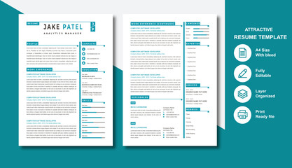 Attractive Resume Template - Clean, Professional & Minimalist Look - For Job Seekers