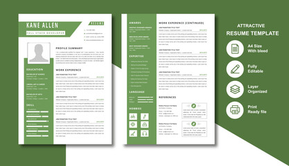 Attractive Resume Template - Clean, Professional & Minimalist Look - For Job Seekers