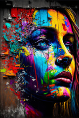 Fototapeta na wymiar A fictional person, street art colorful
