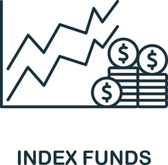 Index Funds icon. Monochrome simple Investments icon for templates, web design and infographics