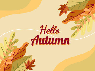 Hello, autumn celebration background flat design illustration - Hygge autumn vector illustration.