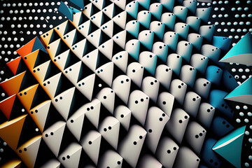 Fototapeta premium Triangular cells on a dotted grid on an abstract backdrop. Generative AI