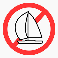No sailboat. There are no boats. Sailboats can't swim. Vector icon.