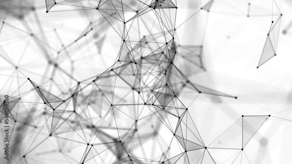Poster abstract white background with moving lines and dots. the concept of big data, technology and scienc