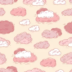 Foto op Canvas Sky. Pink clouds. Clouds Vector Seamless pattern. Hand Drawn Doodle Clouds. © AllNikArt