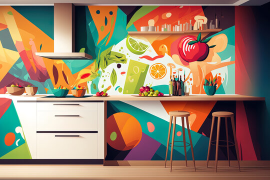 , image, and backdrop for contemporary kitchen interior design. Generative AI