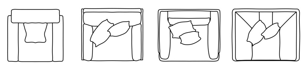 Concept or conceptual set or collection of armchairs from different perspectives isolated on white. Vector as a metaphor for architecture and interior design, modern style, home and business