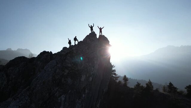 professional mountaineering sport, conscious climbers, successful climbs and teammates having a good time in the wonderful mountains
