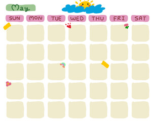pastel color calendar illustration