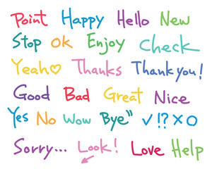 よく使う英単語　手書き　ベクター