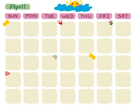 pastel color calendar illustration