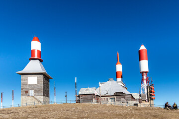 Madrid, Spain - January 05, 2023: view of the mountains of the sierra de guadarrama in madrid on the way up to the communications station called ball of the world in Madrid, Spain