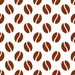 Coffee beans seamless wallpaper pattern brown background. Vector illustration.