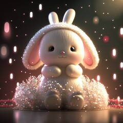 The Cute Baby rabbit.Generative AI