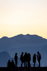 people taking pictures at sunset selfie silhouette valentine's day
