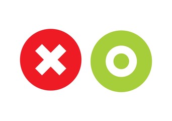 RIGHT AND WRONG SYMBOL WITH GREEN AND RED COLORS