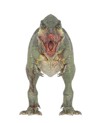 t-rex on blood in white background