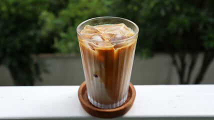 A glass of iced latte.