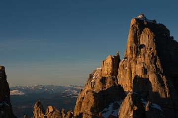 sunrise in the snow dolomites