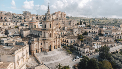 Fototapeta na wymiar View of a baroque Sicilian town.