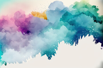 Watercolor pastel colorful background texture. Rainbow splashes backdrop. Ai generated