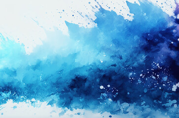 Watercolor dark blue background texture. Deep blue stains on white backdrop. Ai generated