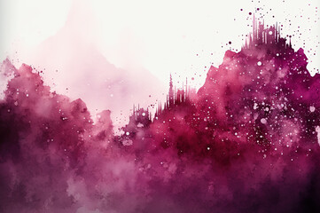 Watercolor burgundy background texture. Dark red stains on white backdrop. Ai generated