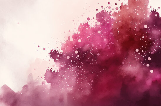 Watercolor burgundy background texture. Red stains