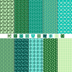 Leaves pattern seamless background vector design on green color tone