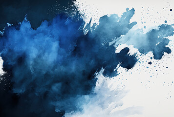 Watercolor dark blue background texture. Ai generated