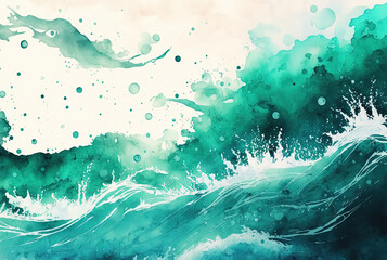 Watercolor turquoise background. Sea green backdrop