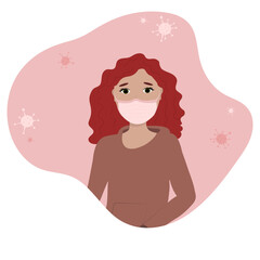 girl in hoodie wearing mask in pink colors