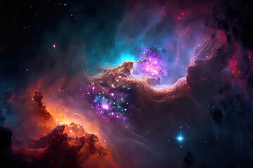 Fototapeta na wymiar backdrop of stars and nebulas in space. Generative AI