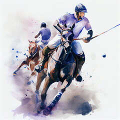 Men on horseback playing polo