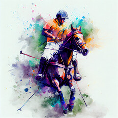 Men on horseback playing polo