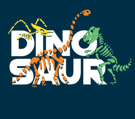 Dinosaur skeleton illustration. Dinosaur fossil vector illustration