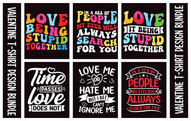 Valentines Typography  T-shirt Design Bundle.