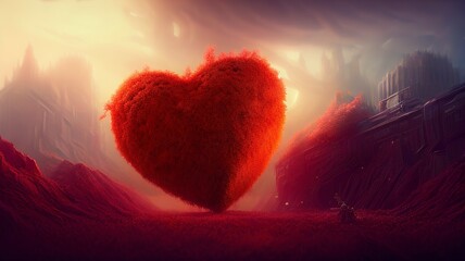 Big heart in the sky with Romantic mood. Generative Ai