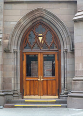 ancient style architecture entrance door of church