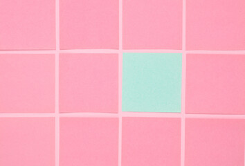 Pink and blue Empty Memo square sheets of paper