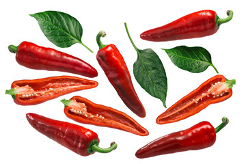 Dulce Italiano sweet chile peppers (Capsicum annuum) isolated png - obrazy, fototapety, plakaty