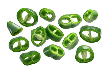 Green chili pepper slices or rings. Sliced Numex NM Hatch chiles isolated png
