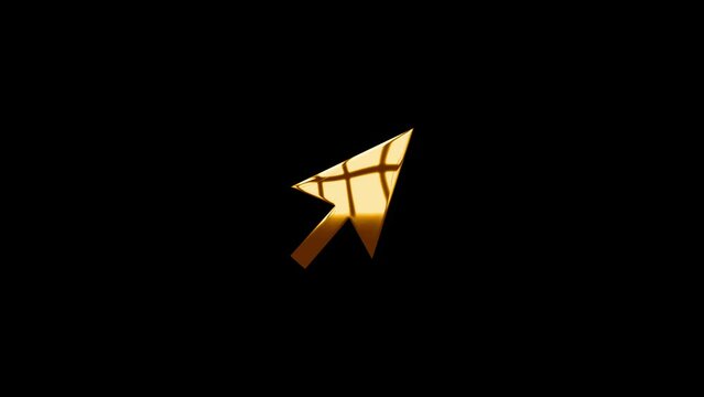 Animated mouse cursor symbol, golden color, perfect for your vlog. alpha chanel