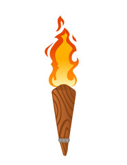 Medieval torch light vector illustration isolated on white background