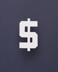 Obraz premium Paper cut dollar symbol on gray background