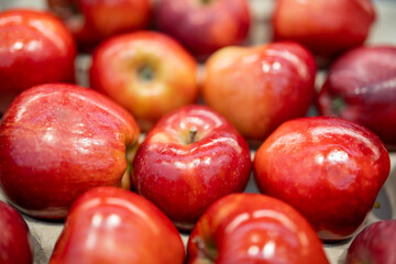 Close up of juicy red apples