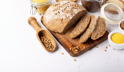 Gluten free Bread, Healthy Eating, Dieting, Balanced Food Concept.